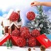 6 Pcs 8cm Christmas Tree Ball Ornaments Glitter Sequin Foam Ornaments Hanging Christmas Ball Decorations for Xmas Wedding Party Holiday Decor (Red)