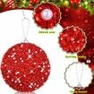 6 Pcs 8cm Christmas Tree Ball Ornaments Glitter Sequin Foam Ornaments Hanging Christmas Ball Decorations for Xmas Wedding Party Holiday Decor (Red)