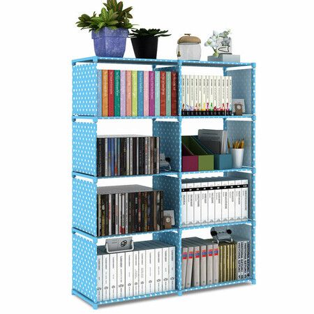 Double Row Bookshelf Simple Floor Shelf Children's Bookcase Student Bookcase Multi-Layer Reinforced Storage Cabinet #1 Blue