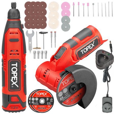 12V Cordless Rotary Tool  W/12V Cordless Angle Grinder & Lithium Battery