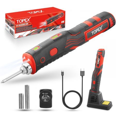 TOPEX 4V Max Cordless Soldering Iron with Rechargeable Lithium-Ion Battery
