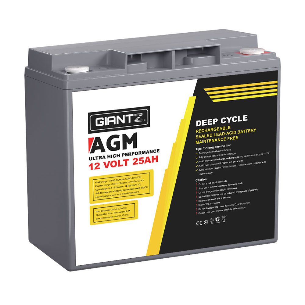 Giantz 12V 25Ah AGM Deep Cycle Battery Marine Sealed Power Solar 4WD Camping