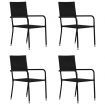 5 Piece Garden Dining Set Black