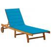 Garden Sun Lounger with Cushion Solid Acacia Wood