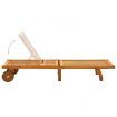 Garden Sun Lounger with Cushion Solid Acacia Wood