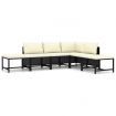 6 Piece Garden Lounge Set with Cushions Poly Rattan Black