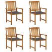 Garden Chairs with Cushions 4 pcs Solid Acacia Wood