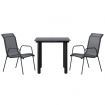 3 Piece Garden Dining Set Black Steel and Textilene