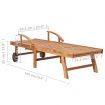 Sun Lounger with Anthracite Cushion Solid Teak Wood