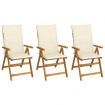 Folding Garden Chairs 3 pcs with Cushions Solid Acacia Wood