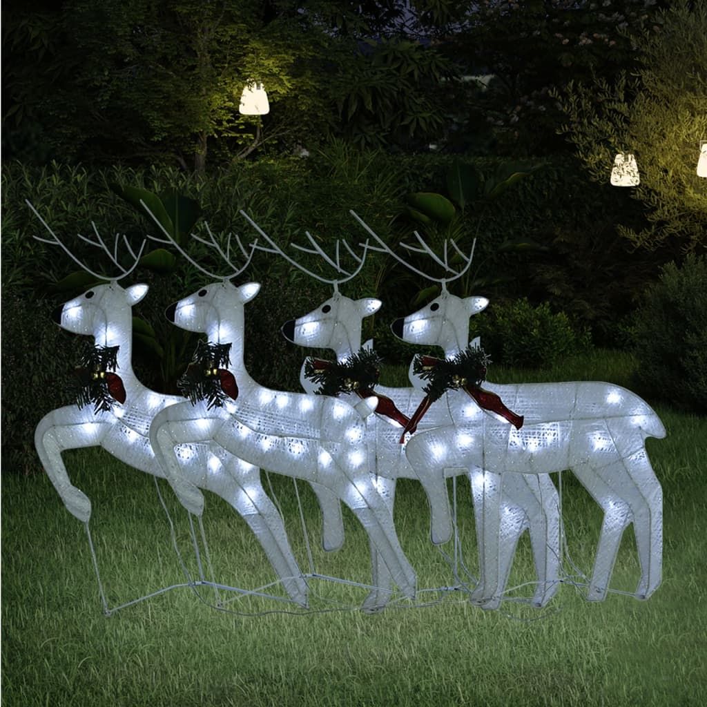 Christmas Reindeers 4 pcs White 80 LEDs