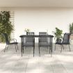 7 Piece Garden Dining Set Black Steel and Textilene