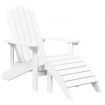 Garden Adirondack Chair with Footstool & Table HDPE White