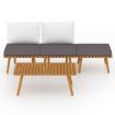 4 Piece Garden Lounge Set with Cushions Solid Wood Acacia