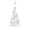 Artificial Half Christmas Tree with LEDs&Ball Set White 210 cm