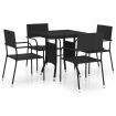 5 Piece Garden Dining Set Poly Rattan Black