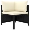 5 Piece Garden Lounge Set with Cushions Poly Rattan Black