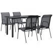 5 Piece Garden Dining Set Black Steel and Textilene