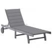 Garden Sun Lounger with Cushion Grey Solid Acacia Wood