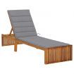 Sun Lounger with Cushion Solid Acacia Wood