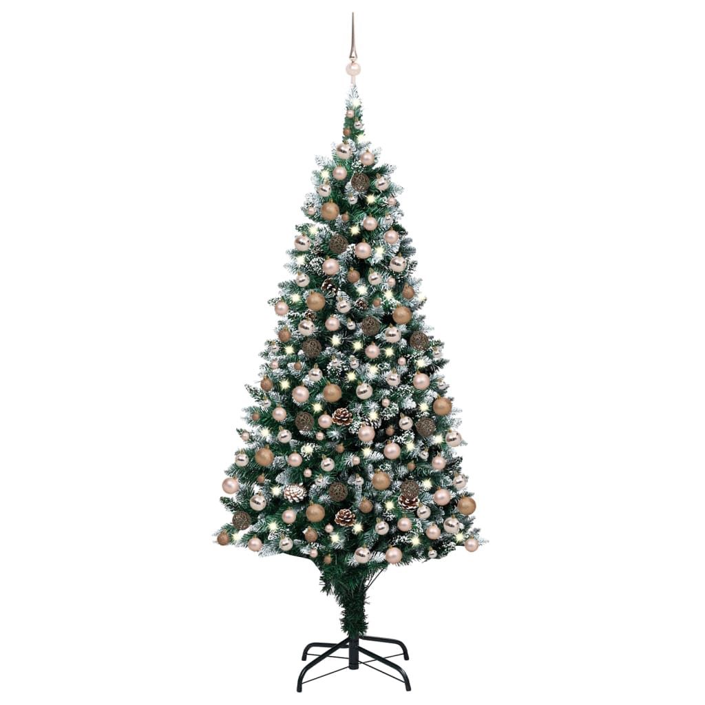 Artificial Christmas Tree with LEDs&Ball Set&Pine Cones 210 cm