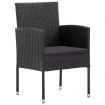 3 Piece Garden Dining Set Poly Rattan Black