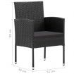 3 Piece Garden Dining Set Poly Rattan Black