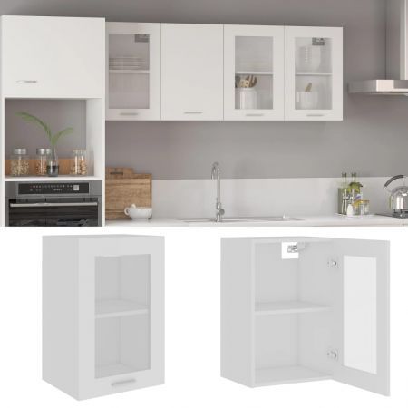 Hanging Glass Cabinet White 40x31x60 cm Engineered Wood