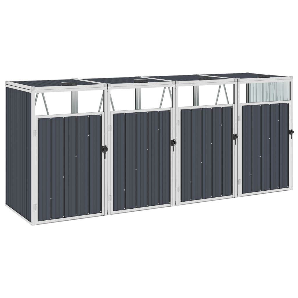 Quadruple Garbage Bin Shed Anthracite 286x81x121 cm Steel