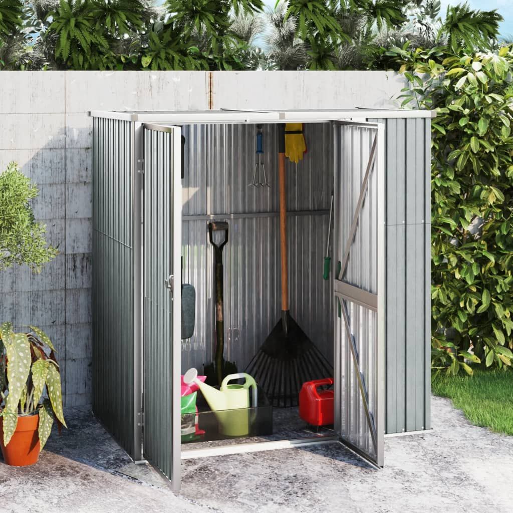 Garden Tool Shed Grey 161x89x161 cm Galvanised Steel