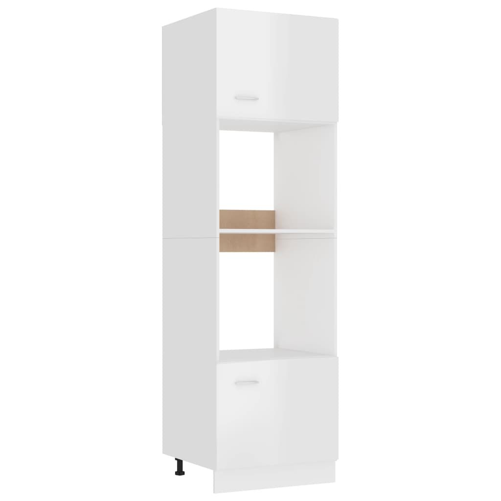 Microwave Cabinet High Gloss White 60x57x207 cm Engineered Wood