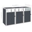 Triple Garbage Bin Shed Anthracite 213x81x121 cm Steel