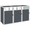 Triple Garbage Bin Shed Grey 213x81x121 cm Steel