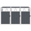 Triple Garbage Bin Shed Grey 213x81x121 cm Steel