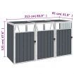 Triple Garbage Bin Shed Grey 213x81x121 cm Steel