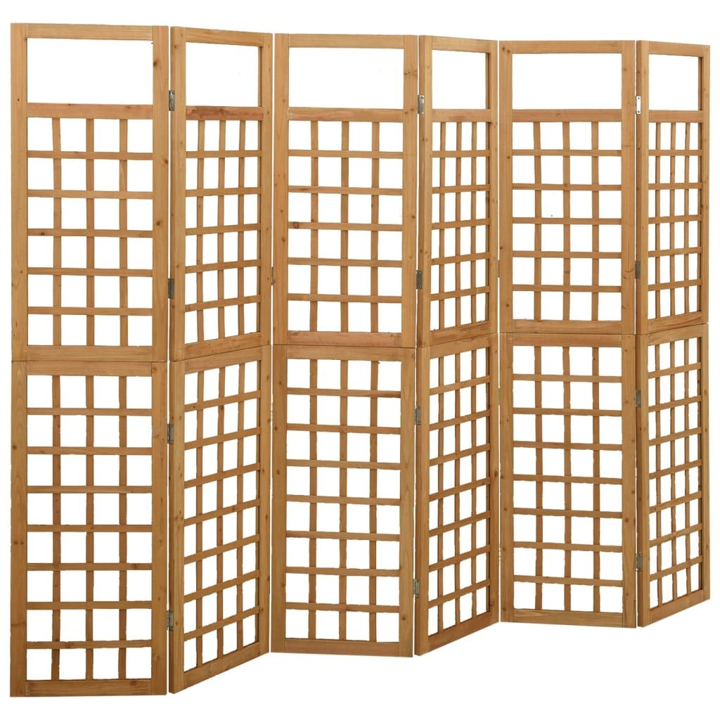 6-Panel Room Divider/Trellis Solid Fir Wood 242.5x180 cm