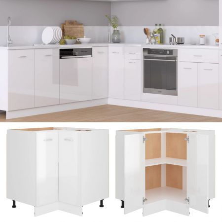 Corner Bottom Cabinet High Gloss White 75.5x75.5x80.5 cm Engineered Wood