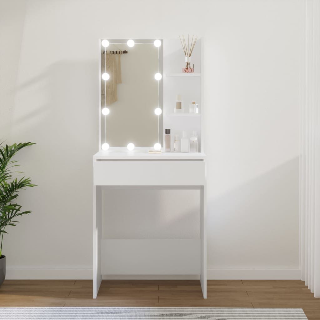 Dressing Table with LED White 60x40x140 cm