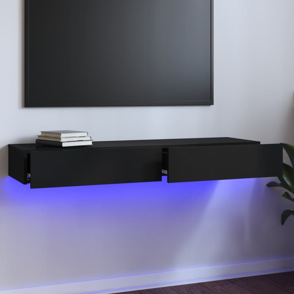 TV Cabinet with LED Lights Black 120x35x15.5 cm