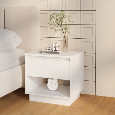 Bedside Cabinet White 45x34x44 cm Engineered Wood