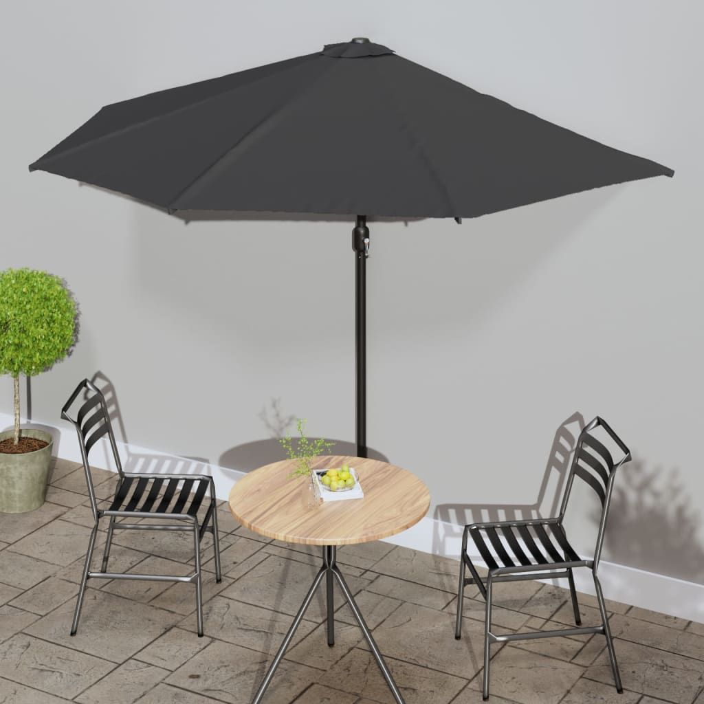 Balcony Parasol with Aluminium Pole Anthracite 300x155 cm Half