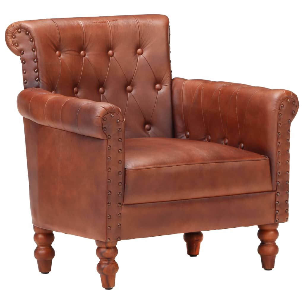 Armchair Brown Real Goat Leather