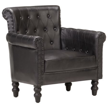 Armchair Black Real Goat Leather