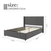Wooden Bed Frame Double Size Mattress Base Platform Gas Lift Up Underbed Storage Upholstered Fabric Wingback Headboard Bedroom Furniture Grey