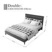 Bed Frame Double Size RGB LED Lights Headboard Platform Mattress Base Black PU Leather Height Adjustable Bedhead Wooden Bedroom Furniture