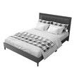 Bed Frame Double Size RGB LED Lights Headboard Platform Mattress Base Black PU Leather Height Adjustable Bedhead Wooden Bedroom Furniture