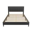 Bed Frame Double Size RGB LED Lights Headboard Platform Mattress Base Black PU Leather Height Adjustable Bedhead Wooden Bedroom Furniture