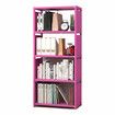 4-Layers Simple Bookshelf Bookcase Folding Storage Shelf for Home OfficeRed