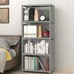 4-Layers Simple Bookshelf Bookcase Folding Storage Shelf for Home OfficeRed