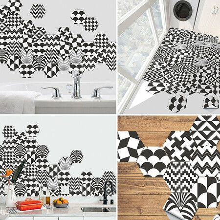 Hexagonal Floor Stickers Special-Shaped Tile Stickers Self-Adhesive Bathroom Toilet Waterproof And Wear-Resistant Wall Stickers Floor Stickers#4